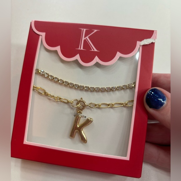 Letter K Initial Gold Bracelet Set NWT - Picture 3 of 4